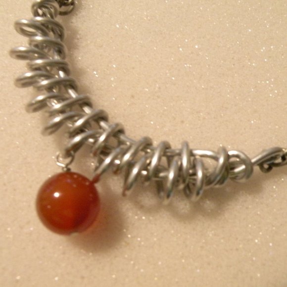 One of a kind necklace with round marble/ stone - Picture 2 of 7